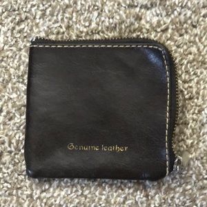 Brown leather wallet coin pouch